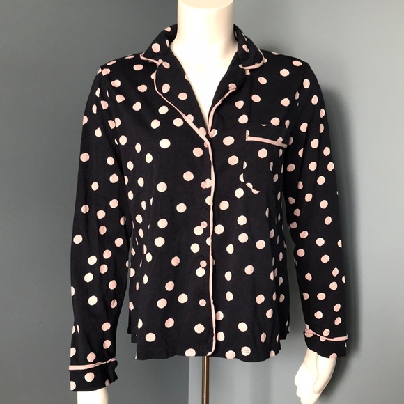 Kate Spade Navy & Pink Polkadot Pajama Top Medium - Picture 1 of 5